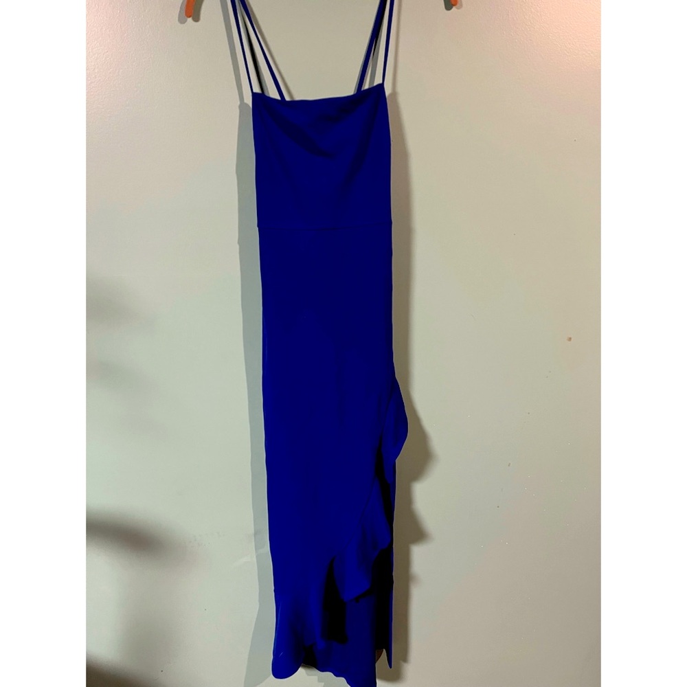 Blue Ruffled Slit Dress Mid/Long length